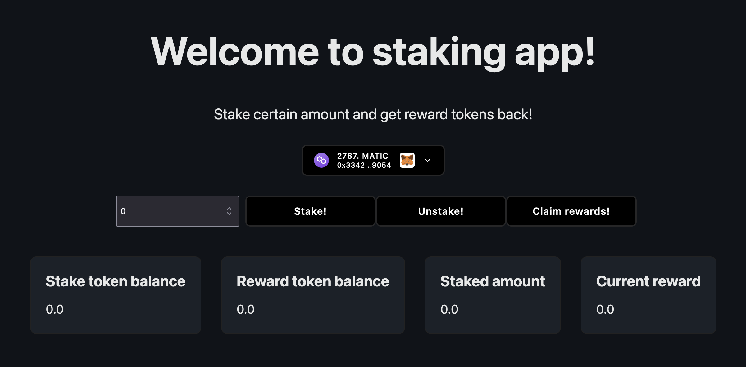 Staking app running on browser