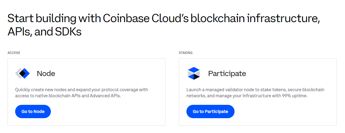 Select Coinbase Cloud Node from Console