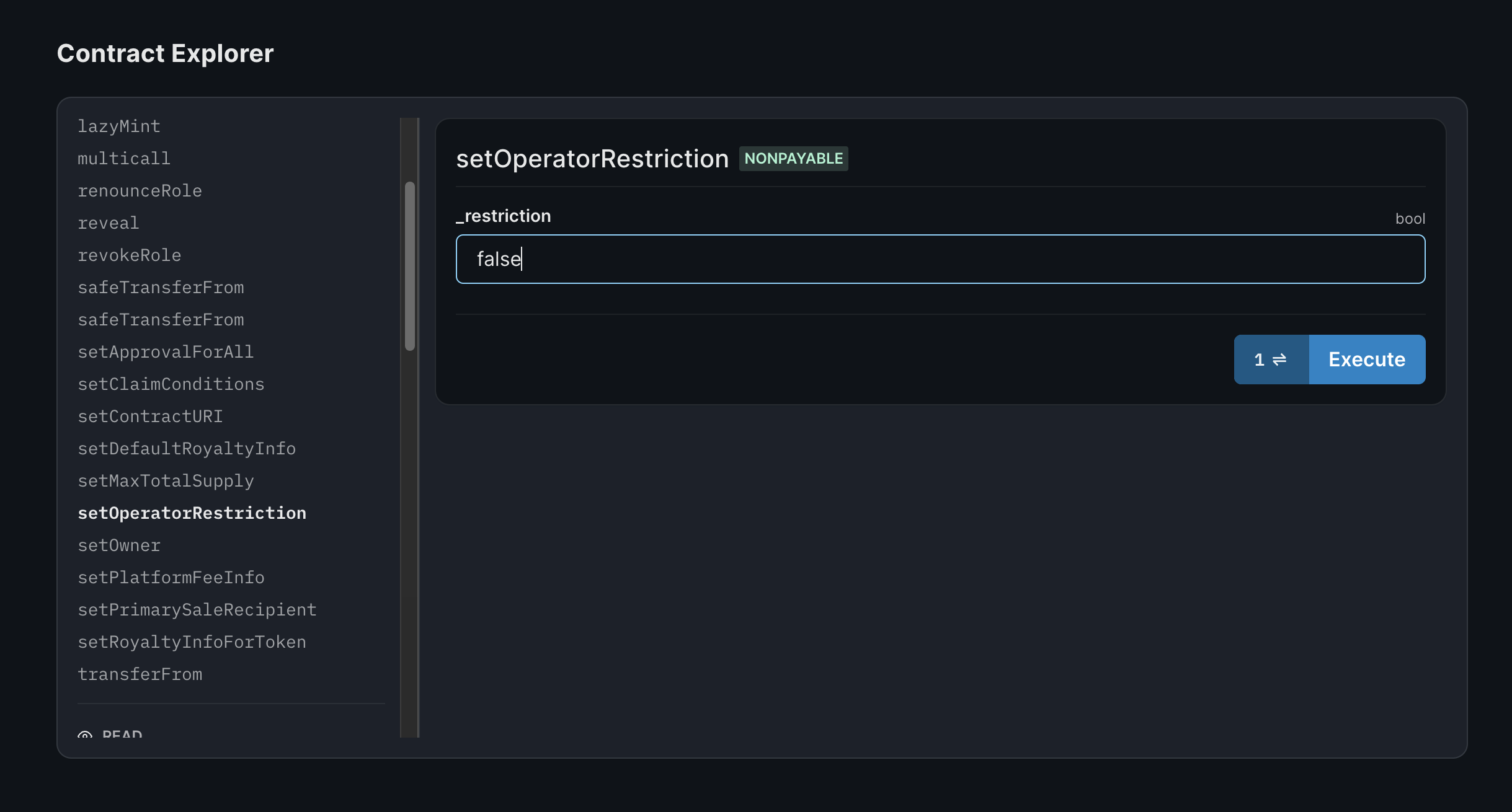 CORI Opensea Royalty Filter Settings on thirdweb Smart Contracts