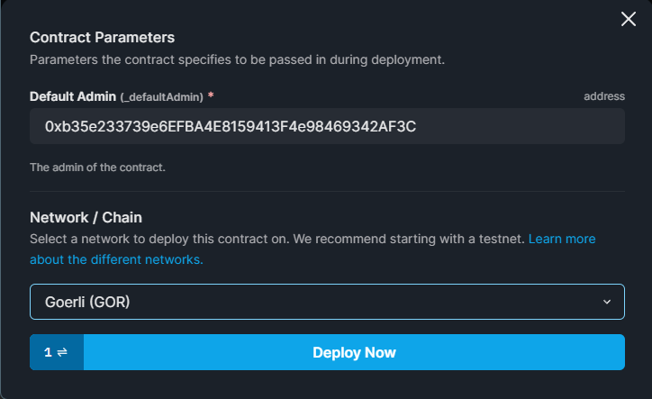 Add default admin for contract and deploy