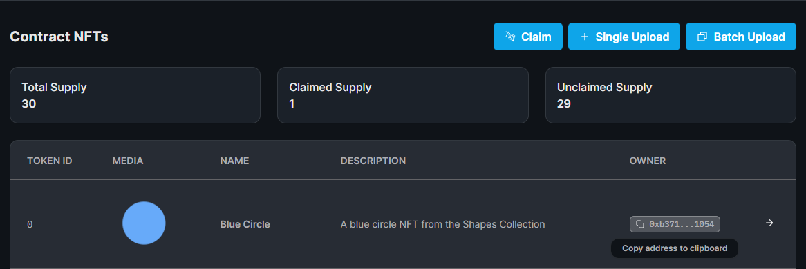 Click the "Claim" button to mint your NFT.