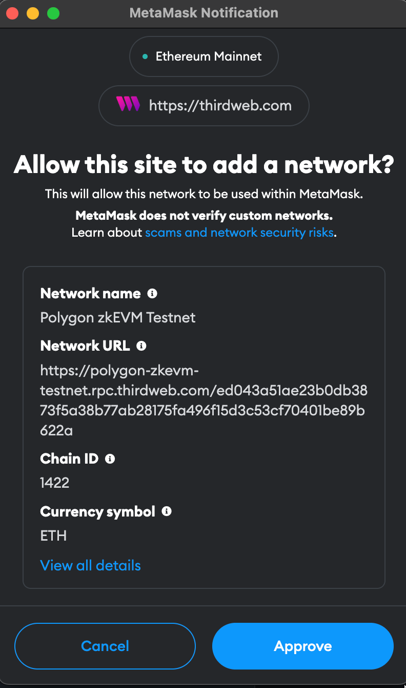 Add the Polygon zkEVM network to your wallet