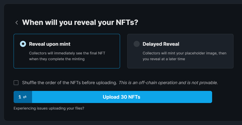 Upload the NFTs
