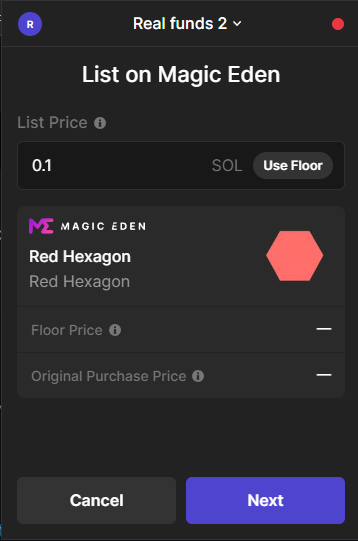 List the NFT on Magic Eden