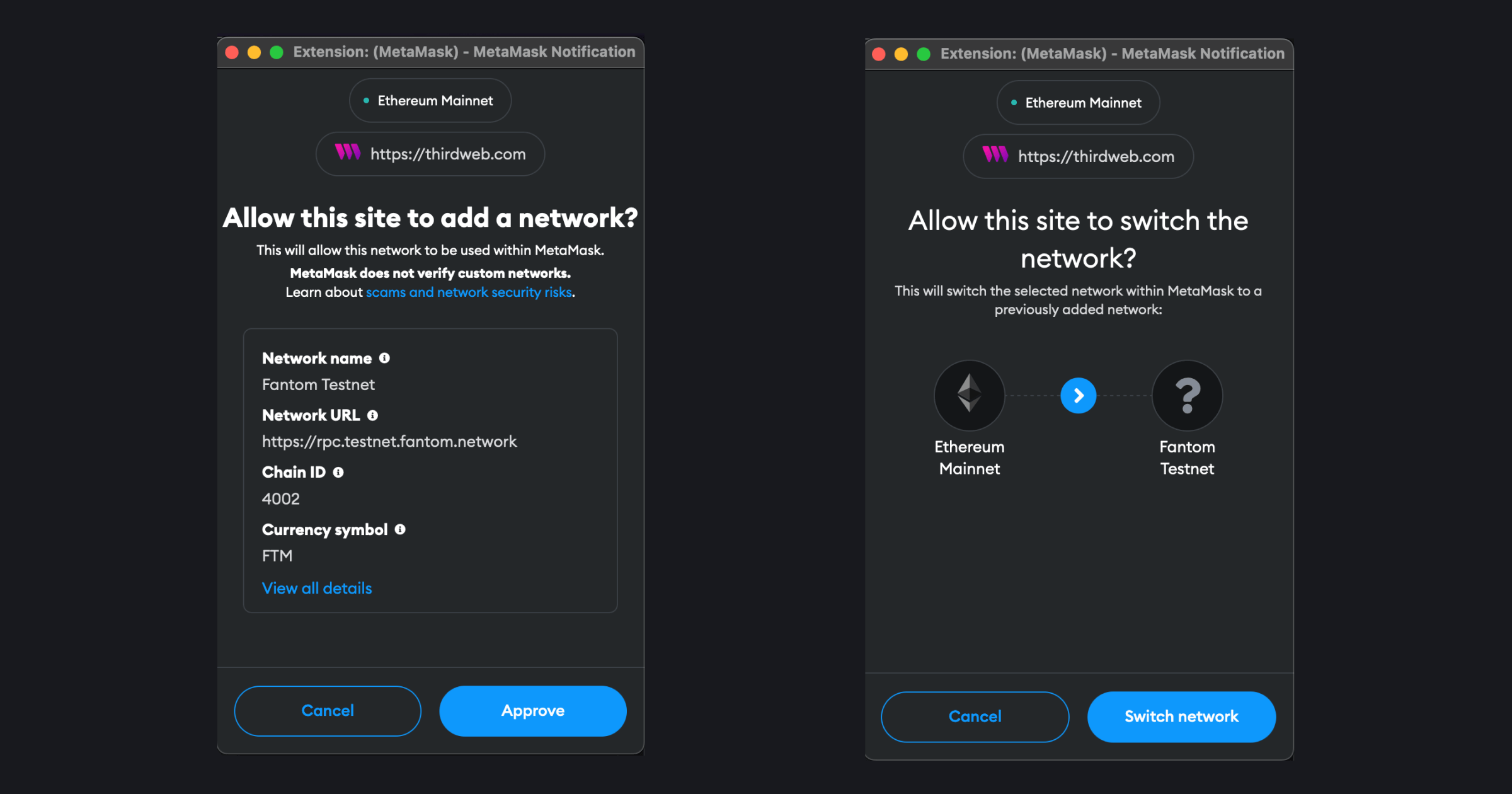 Add and switch to Fantom Testnet on your wallet