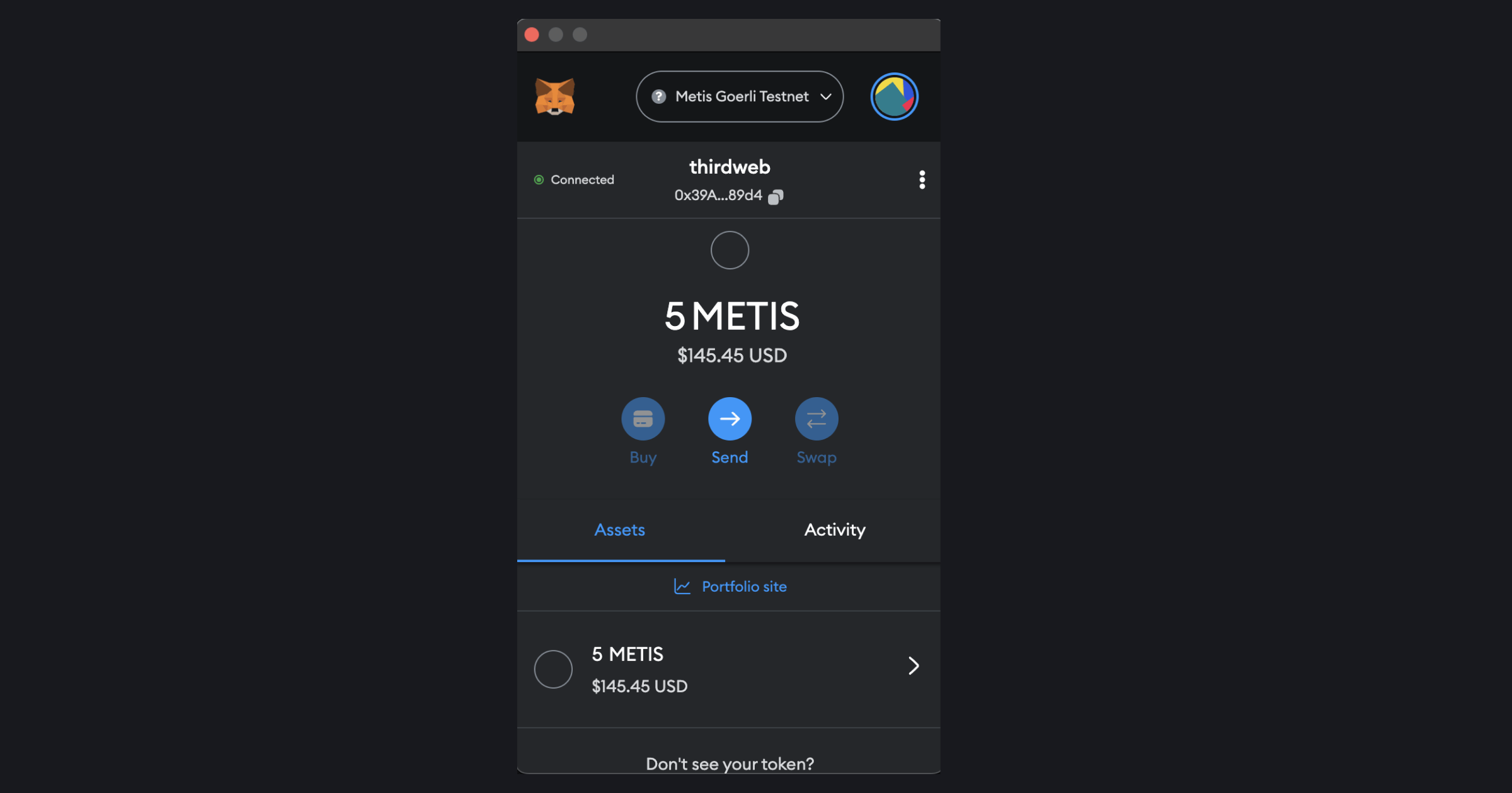 Funds have arrived in your wallet on Metis Goerli Faucet
