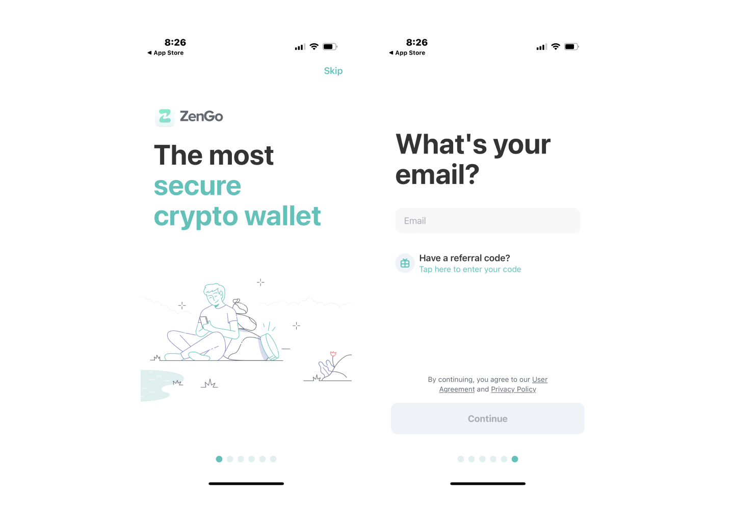 Enter your email in the ZenGo app