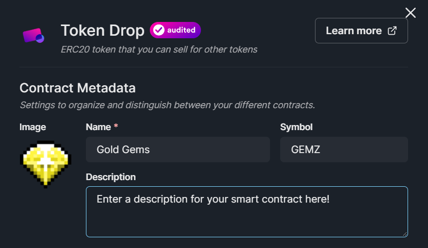 Configure contract metadata