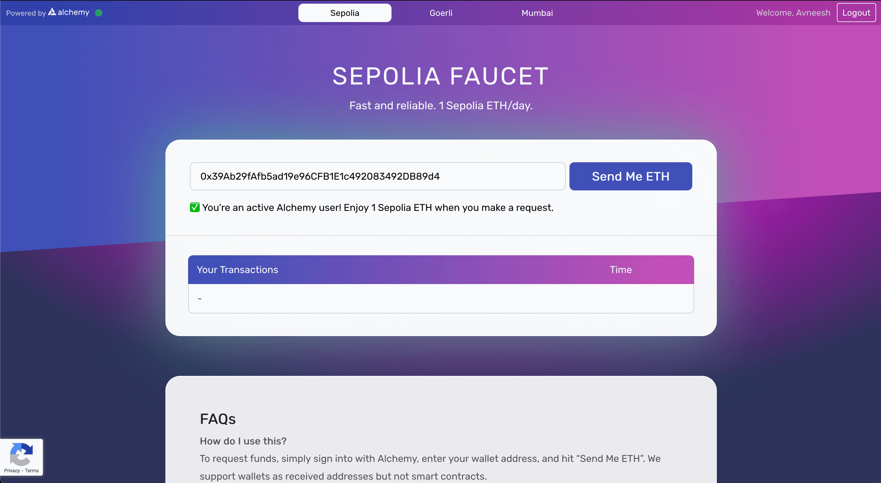 Sepolia faucet