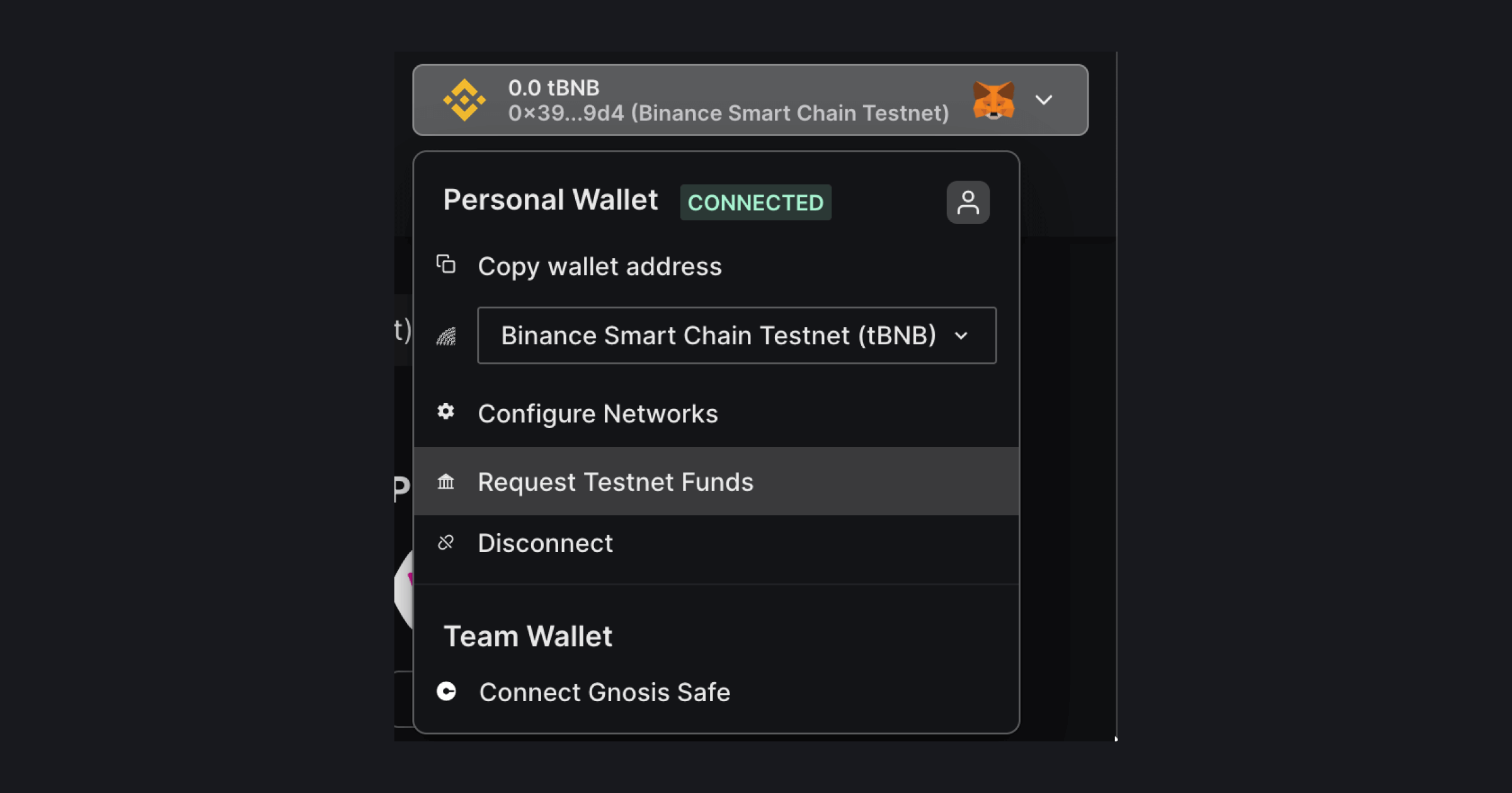 Request Testnet Funds Binance Smart Chain