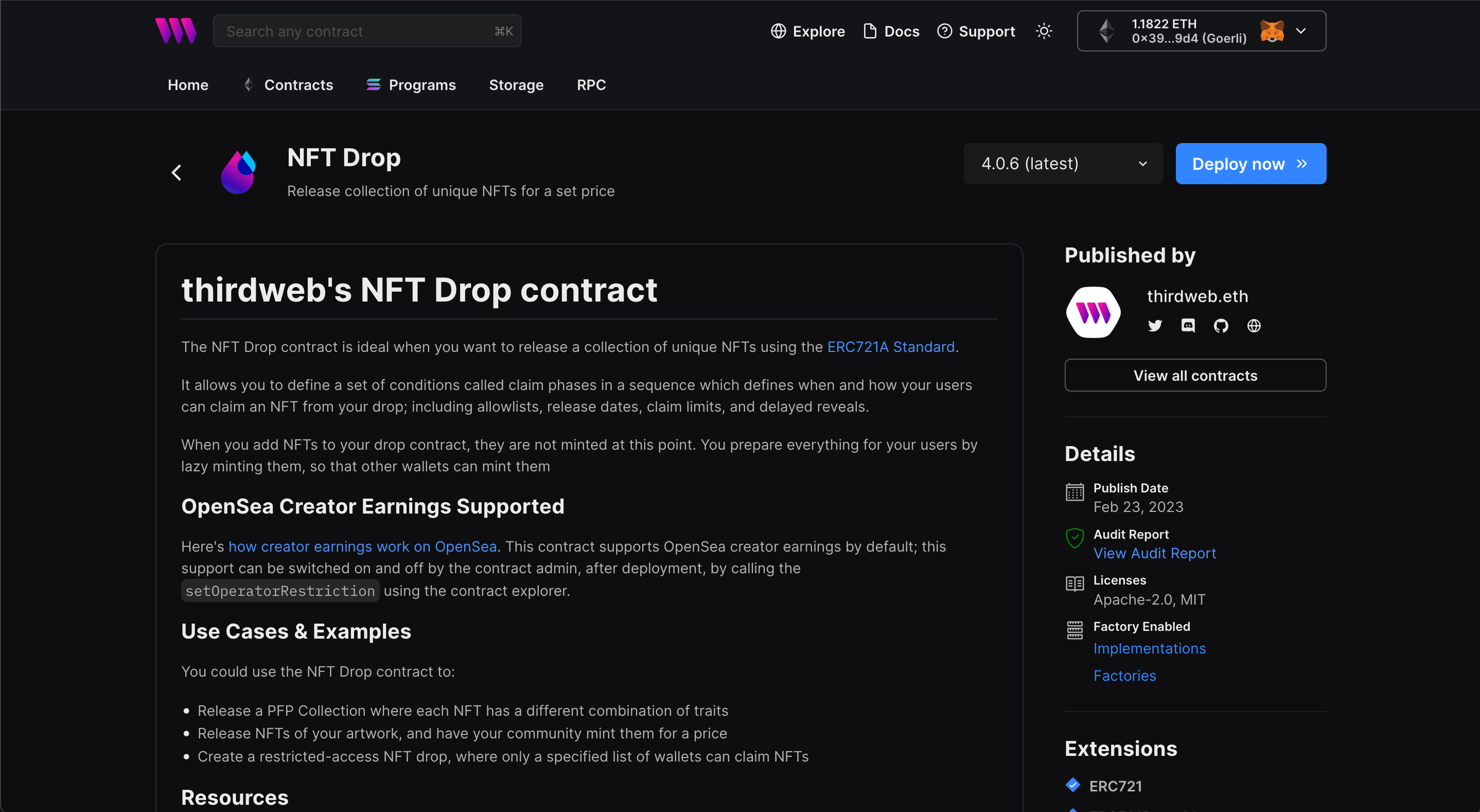 thirdweb's NFT Drop Contract