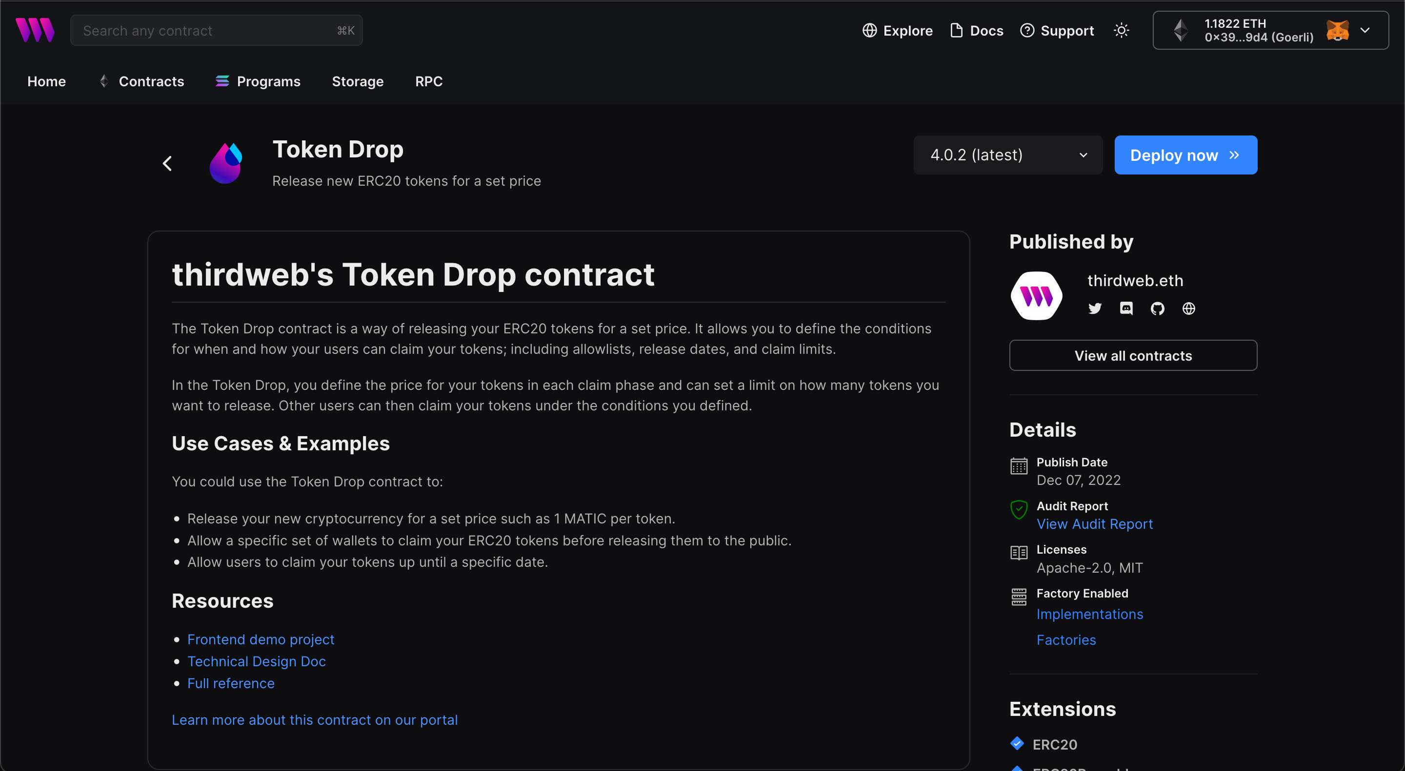 thirdweb's Token Drop contract