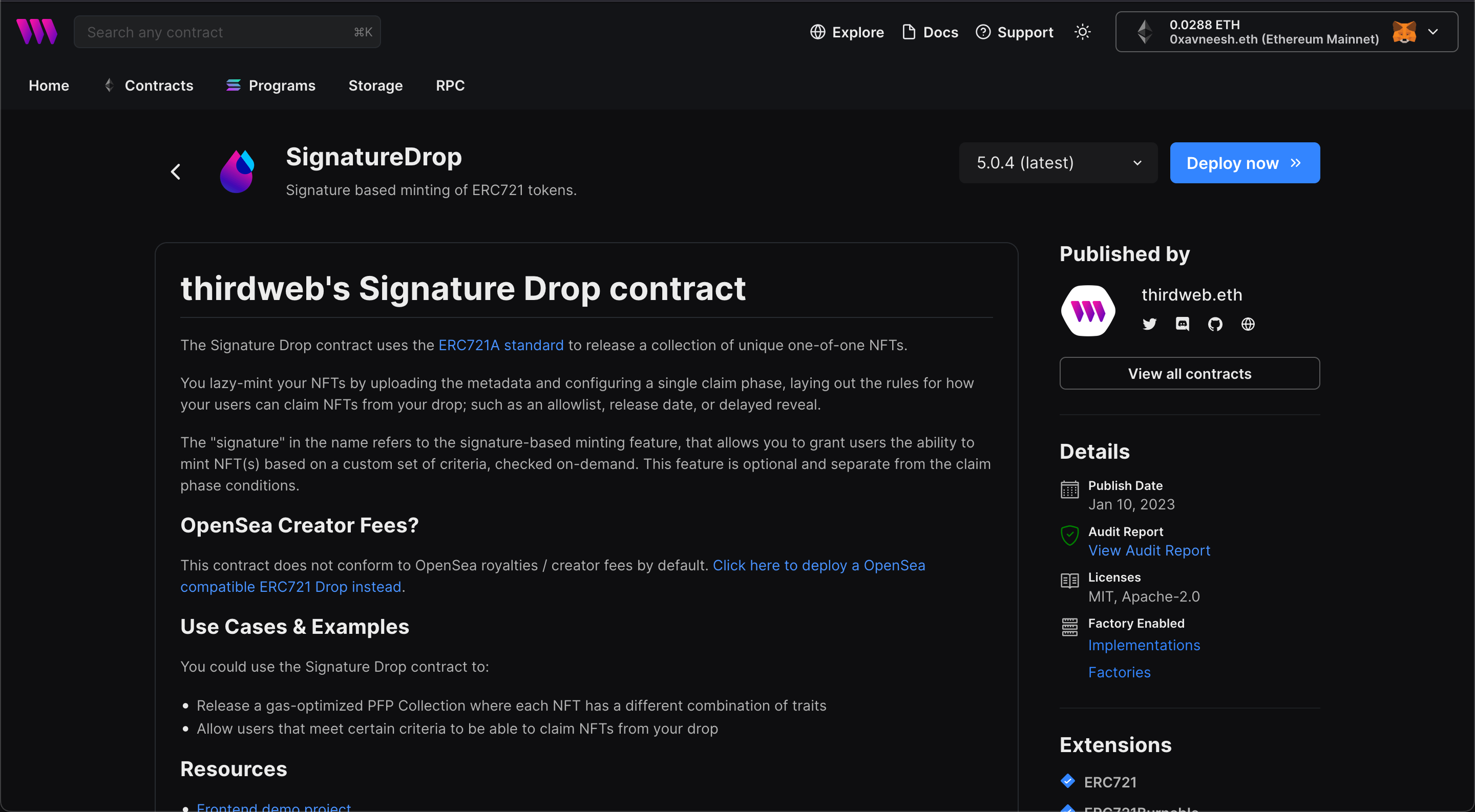 thirdweb's Signature Drop Contract