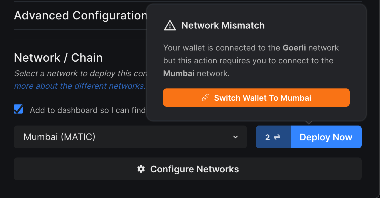Switch Wallet to Polygon Mumbai Testnet