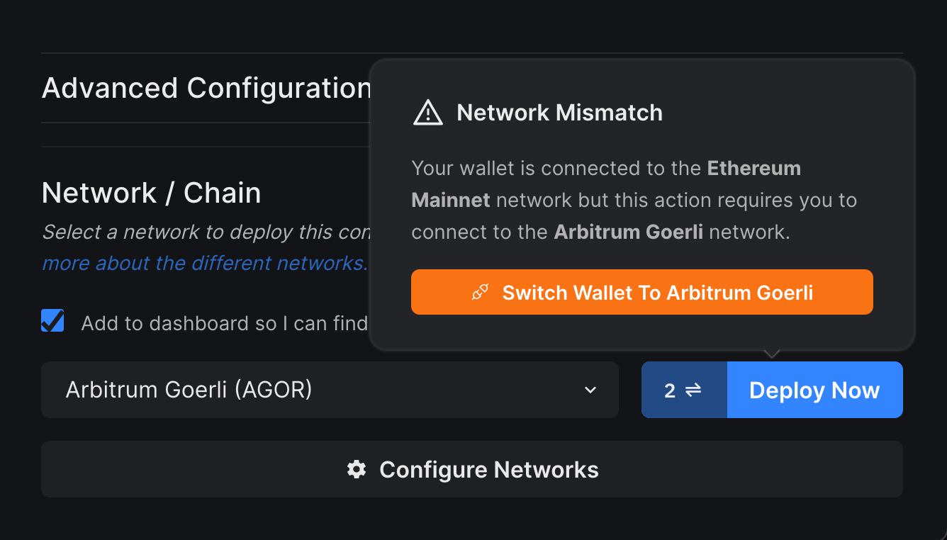 Switch Wallet to Arbitrum Goerli Testnet