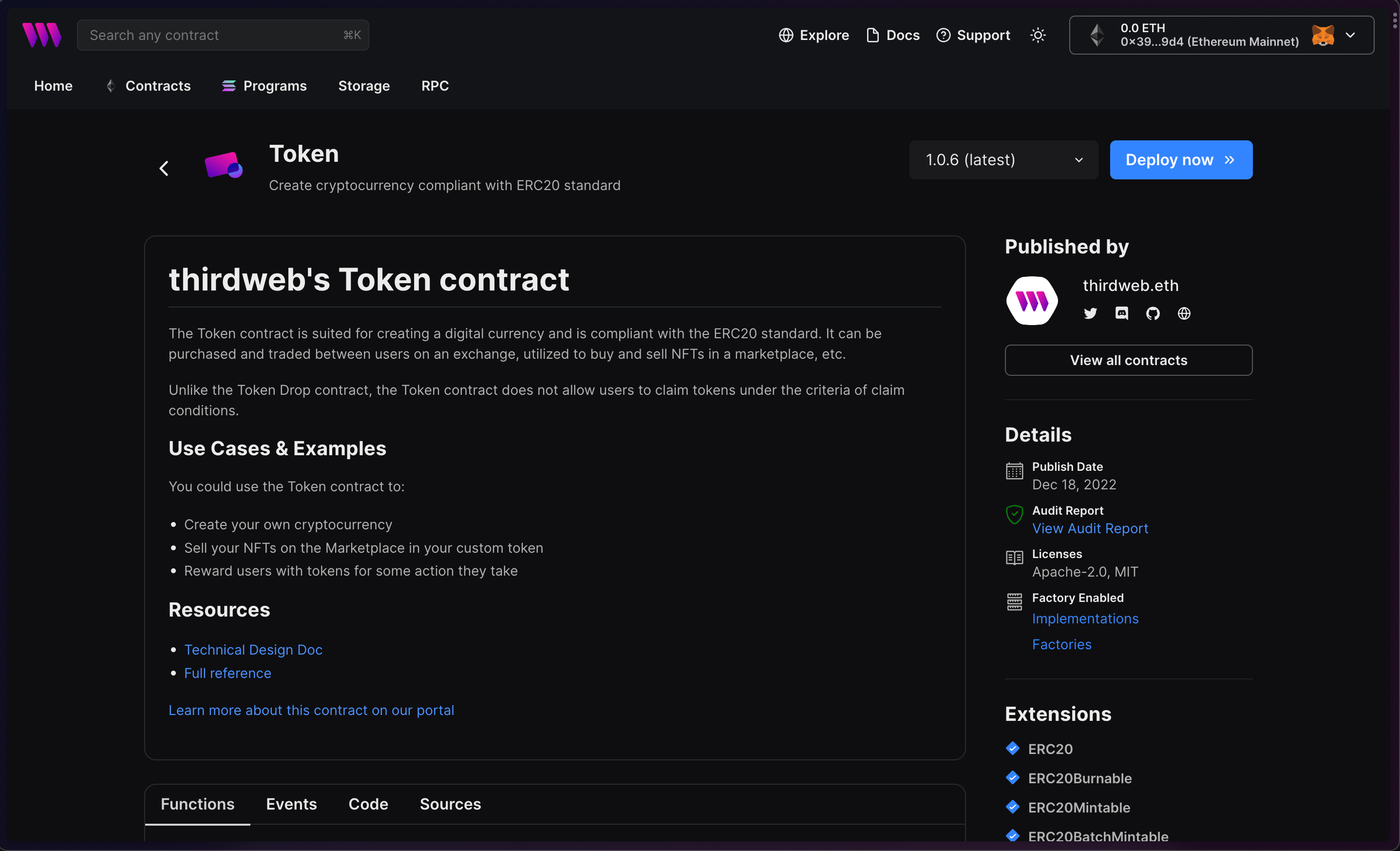thirdweb's Token Contract