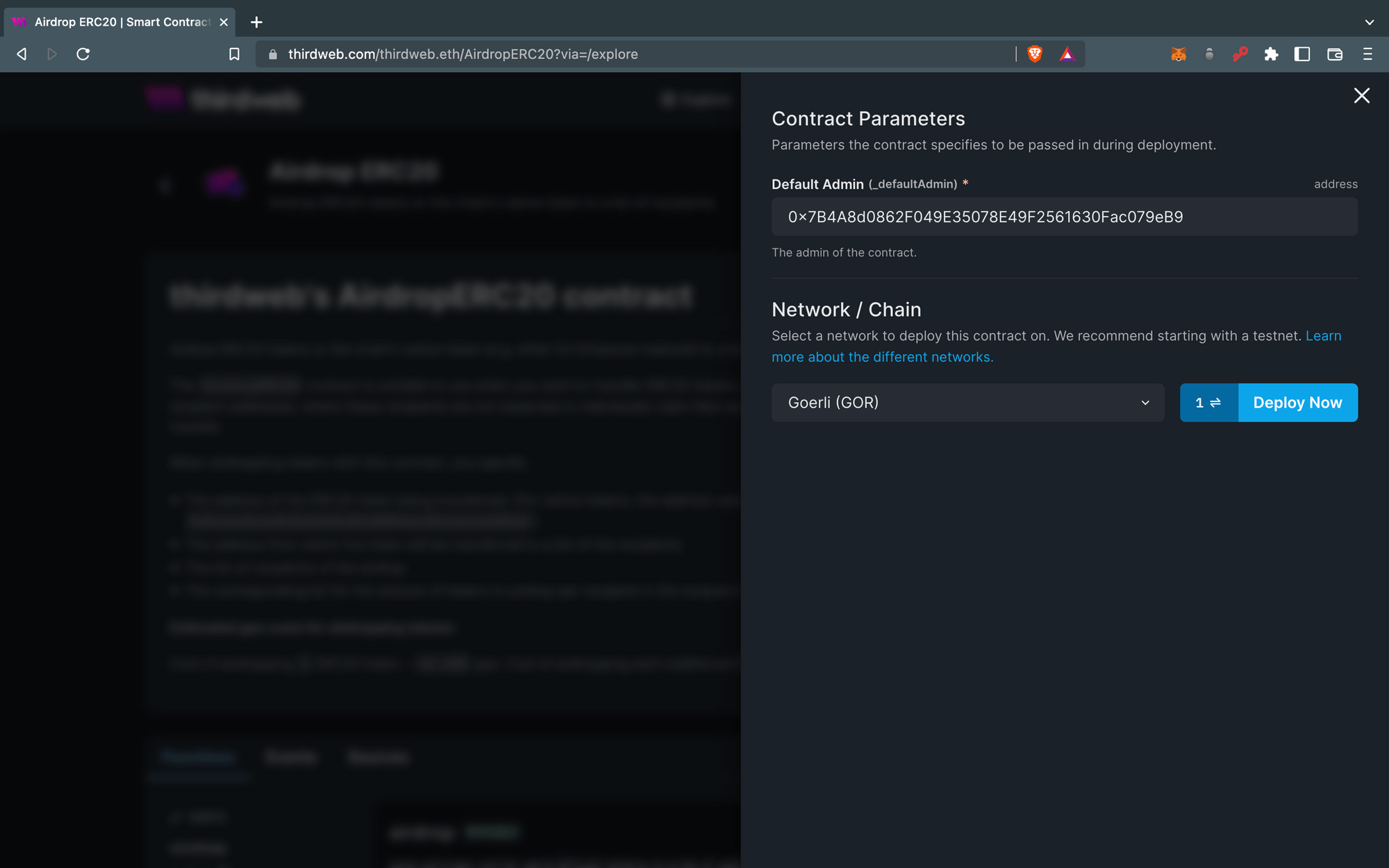 Add a default admin and deploy the contract