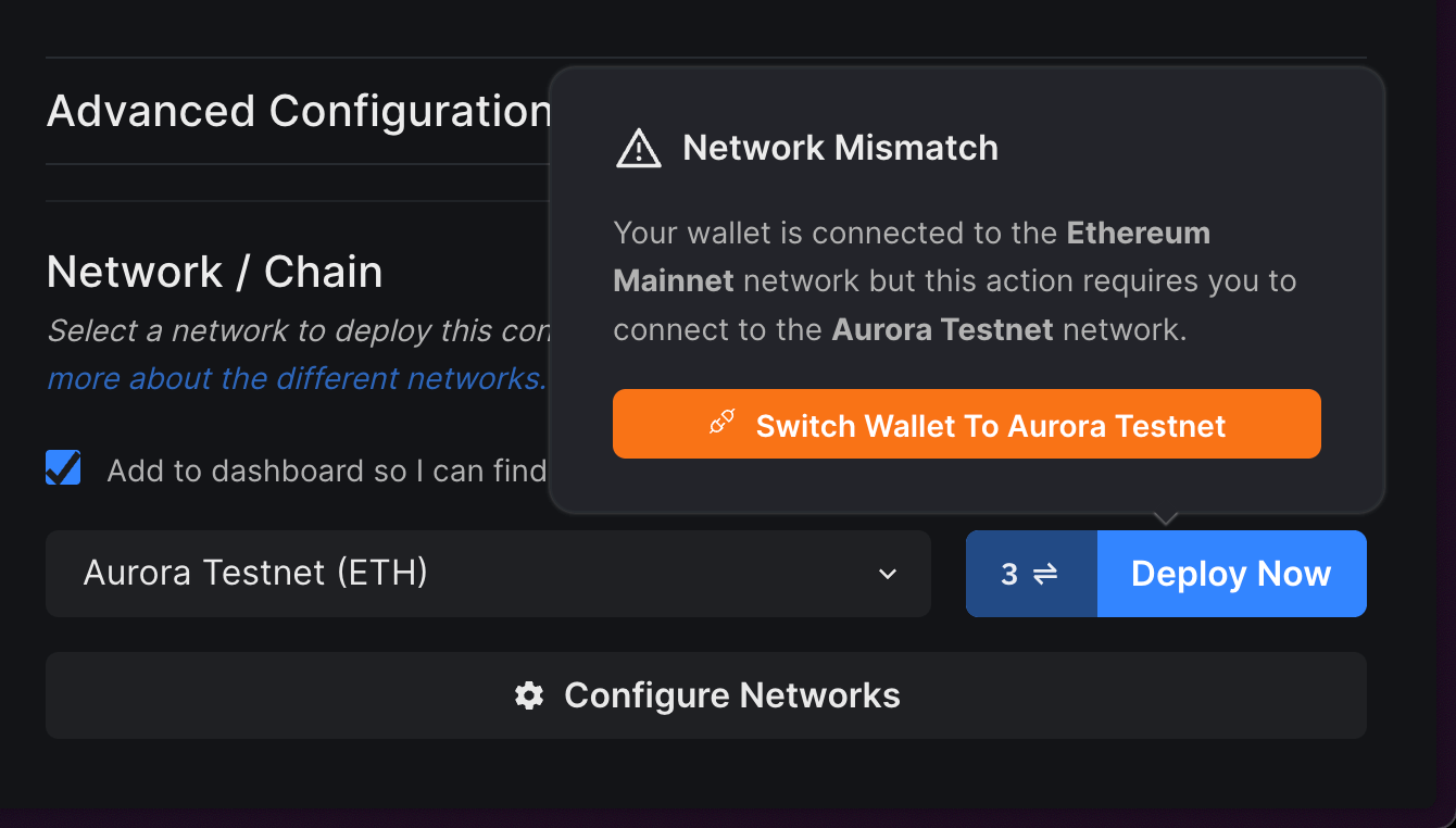 Switch Wallet To Aurora Testnet