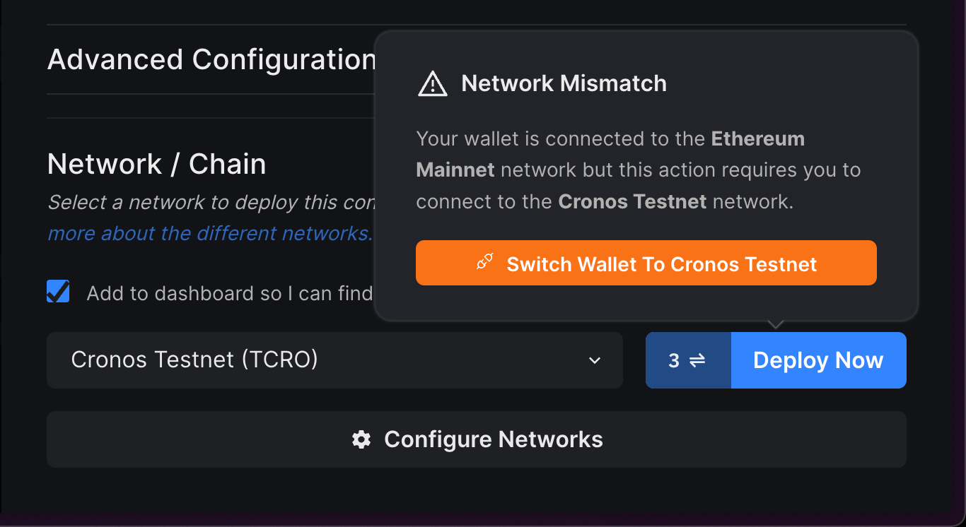 Switch Wallet To Cronostin Testnet
