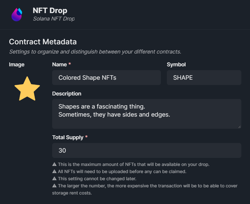 Configure metadata for the NFT Drop