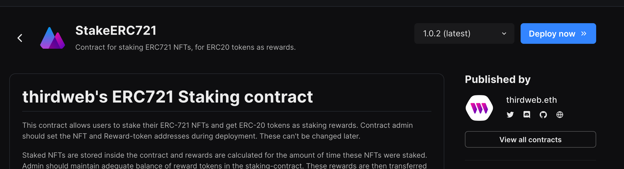 Deploy the ERC721 Staking Contract  