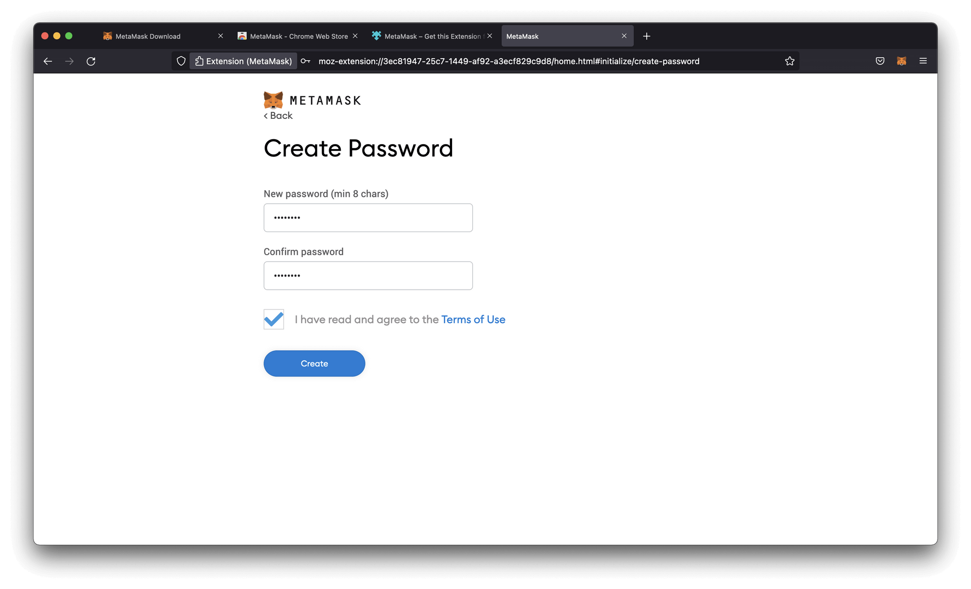 Create a new password