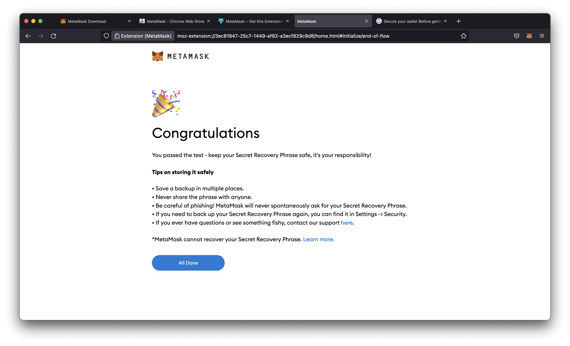 congrats! Your wallet has been created