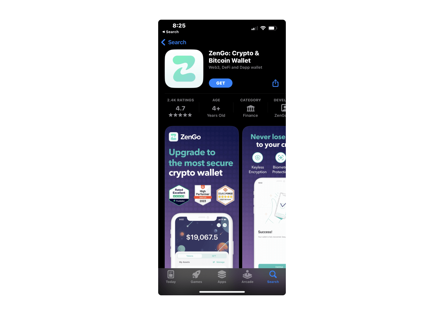 Download the zengo wallet from App store or Play store