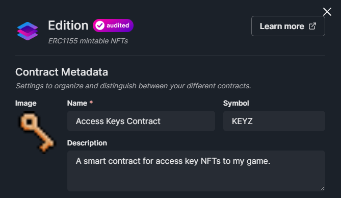 Configure contract metadata