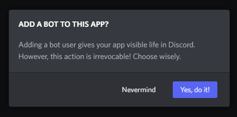 Add a bot to the discord app