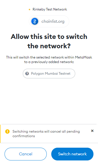 Switch your network on metamask