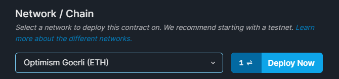 Select Optimism Goerli network and deploy