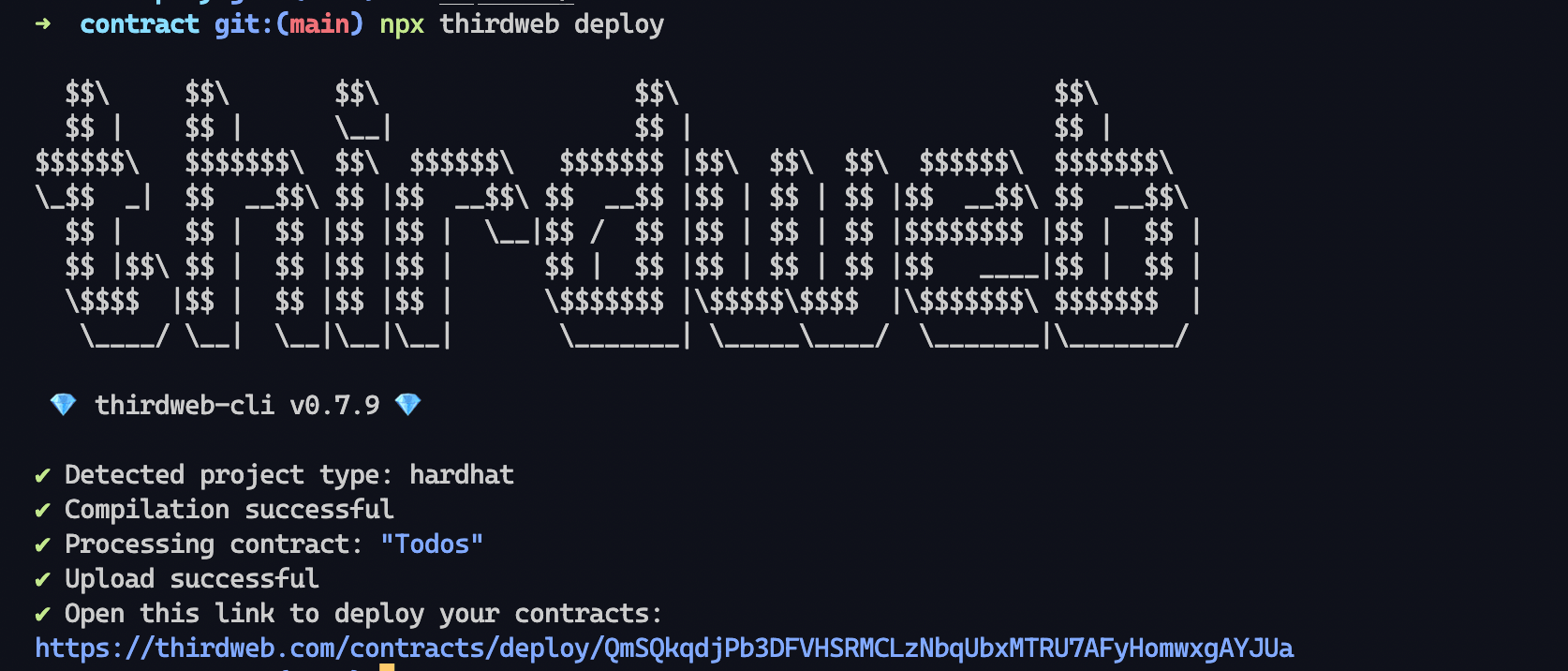 use npx thirdweb deploy to deploy the contract