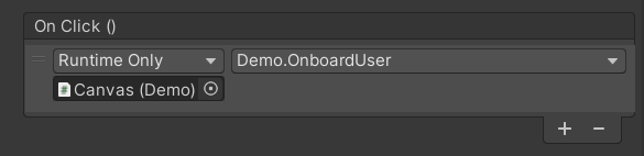 Add the OnboardUser function to on-click handler