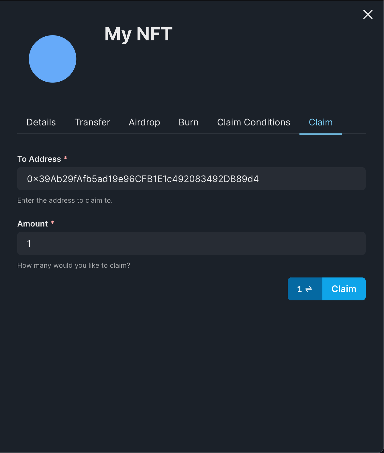 Claim an NFT to your wallet