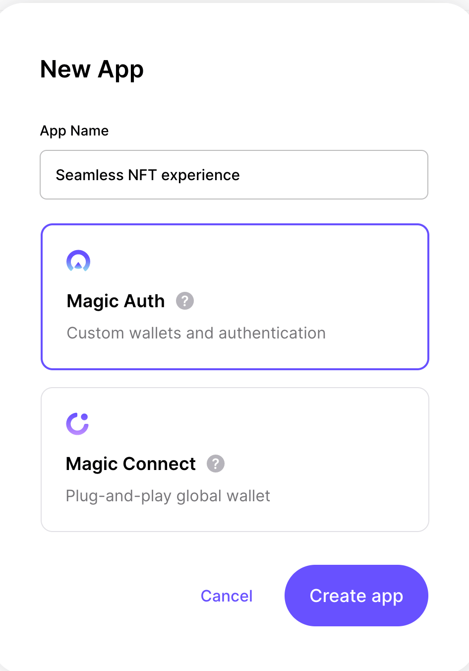 Create new magic.link app