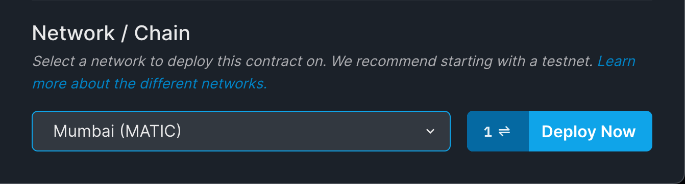 Select the chain you want to deploy on and click on deploy