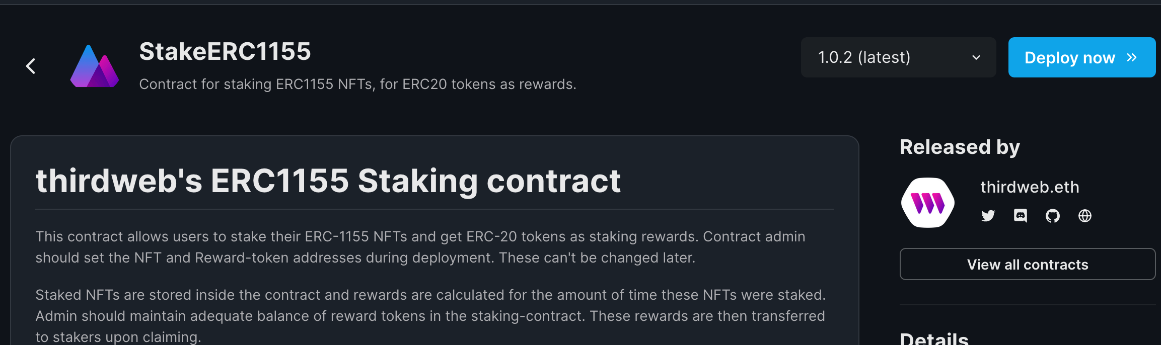 Deploy the StakeERC1155 contract