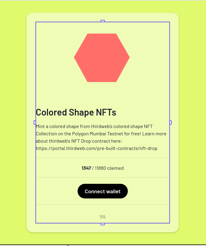 Click component housing your NFT Drop