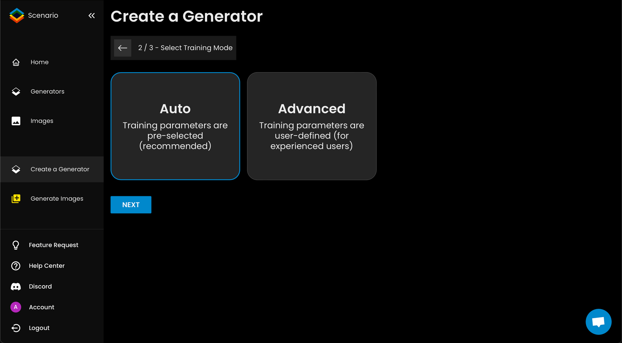Select the training mode for the generator