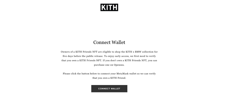 kith invisible friends nft token gated website with connect wallet button for access