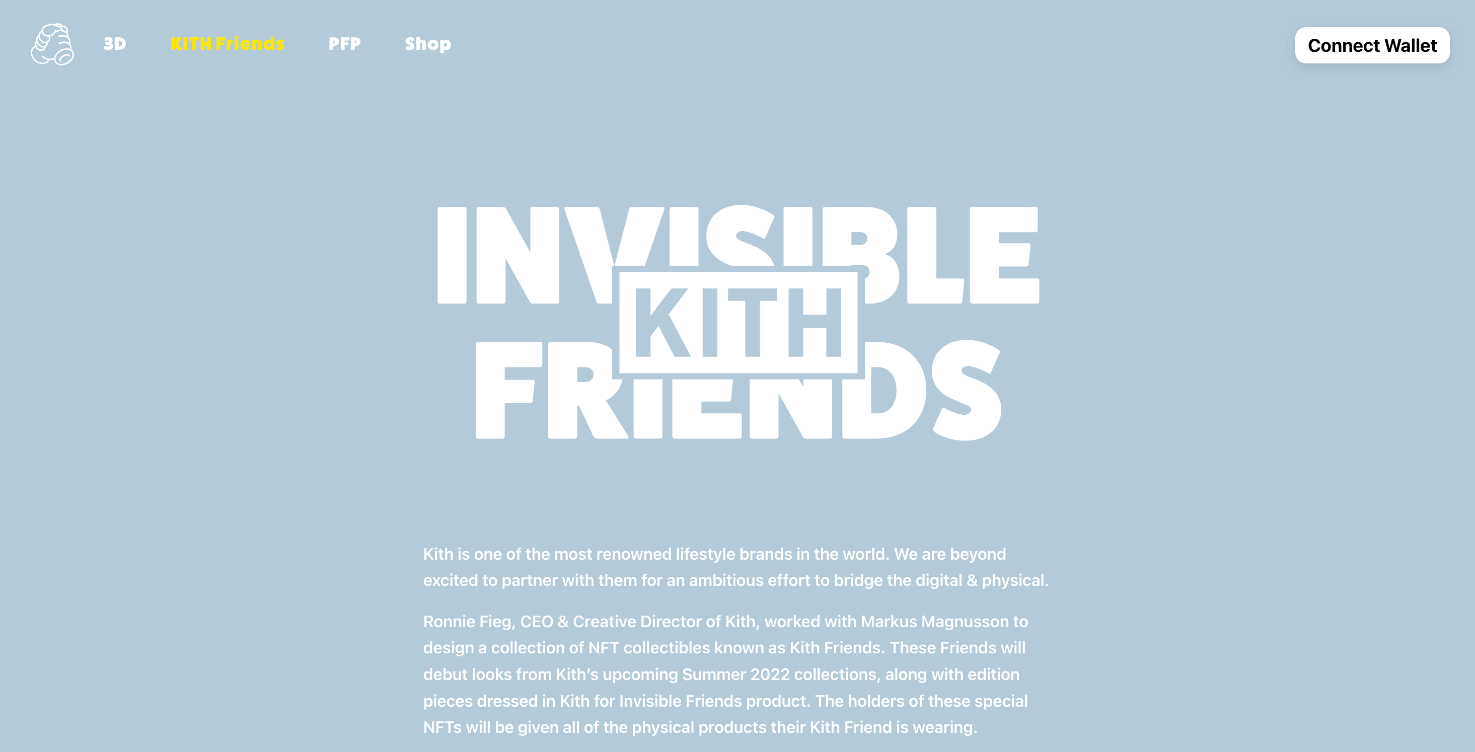 image of invisible friends kith collaboration shopify storefront nft token gated website