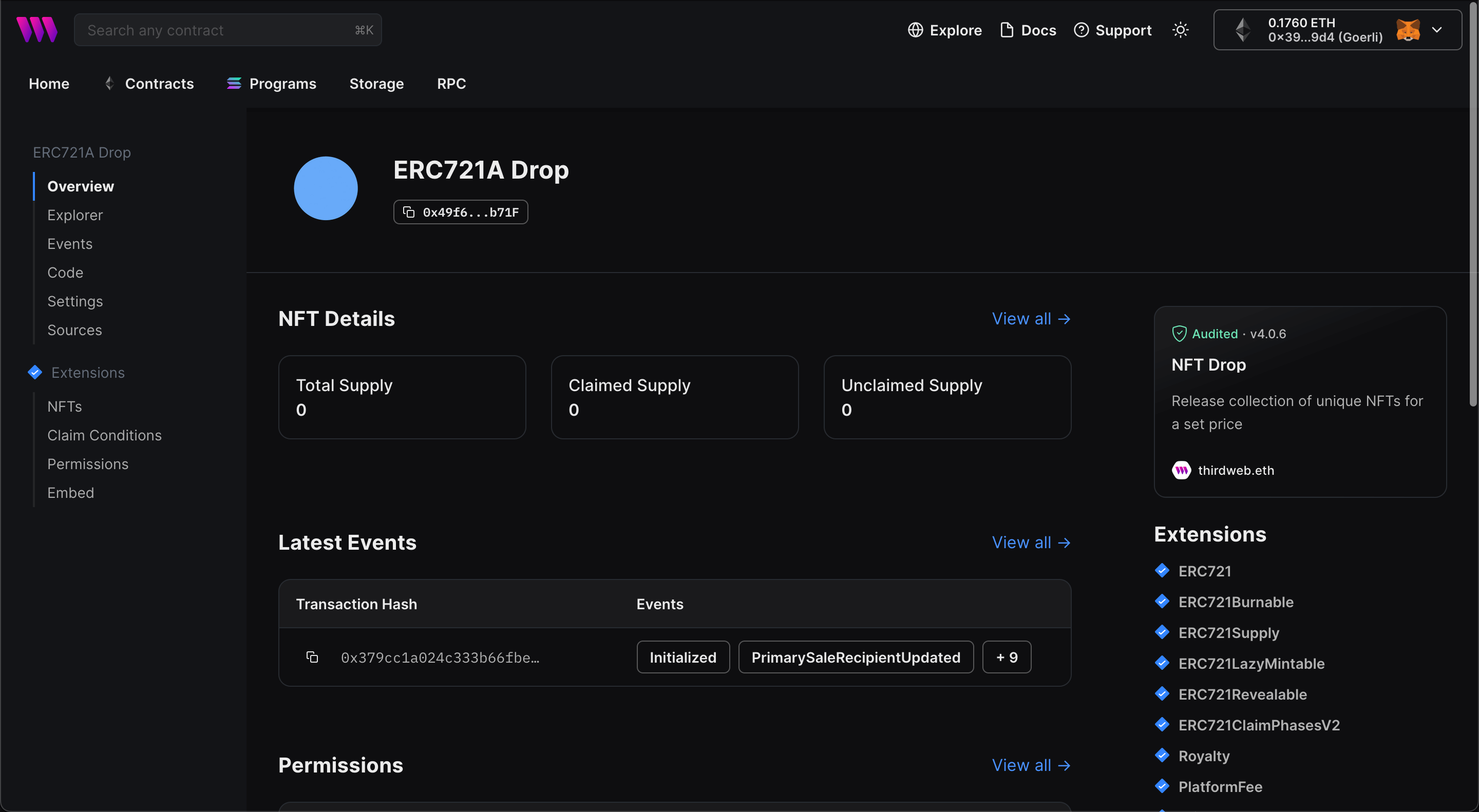 ERC721A NFT Drop Dashboard 