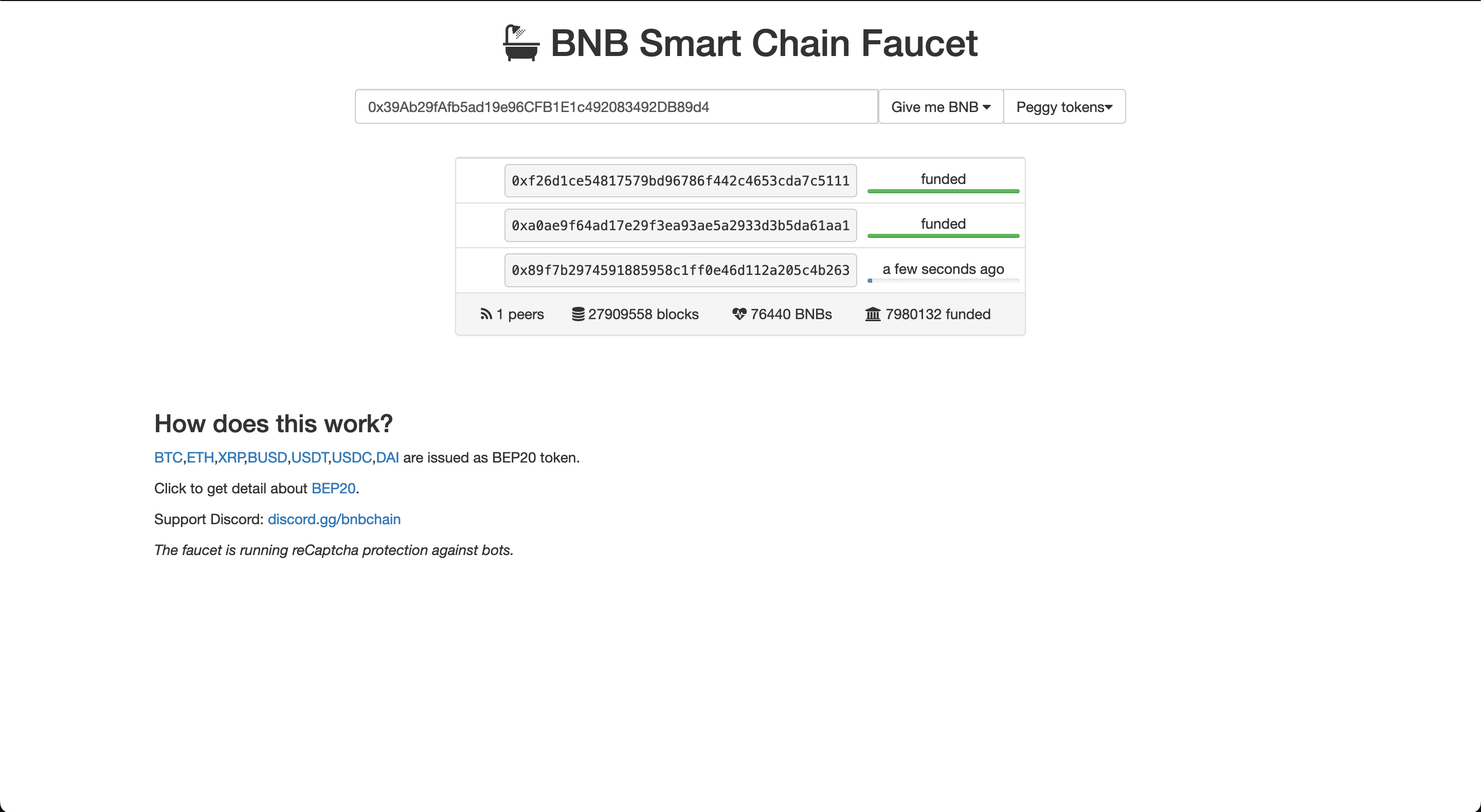 binance smart chain test net