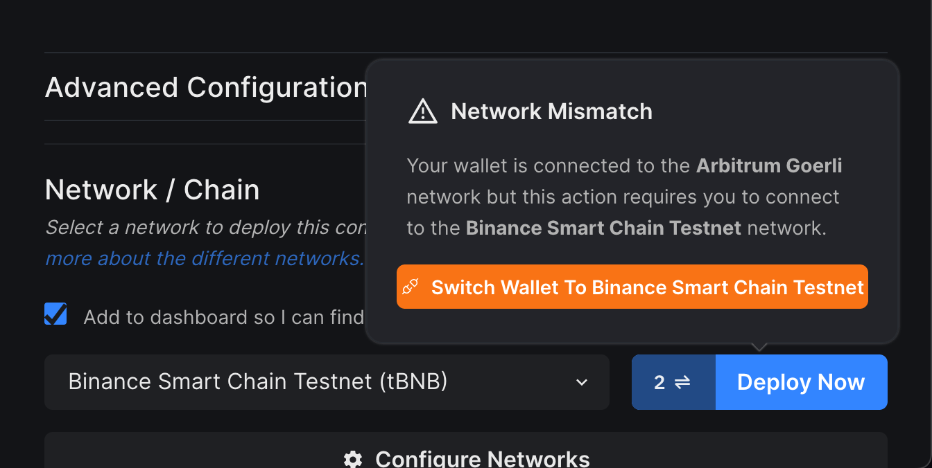 Switch Wallet to Binance Smart Chain Testnet
