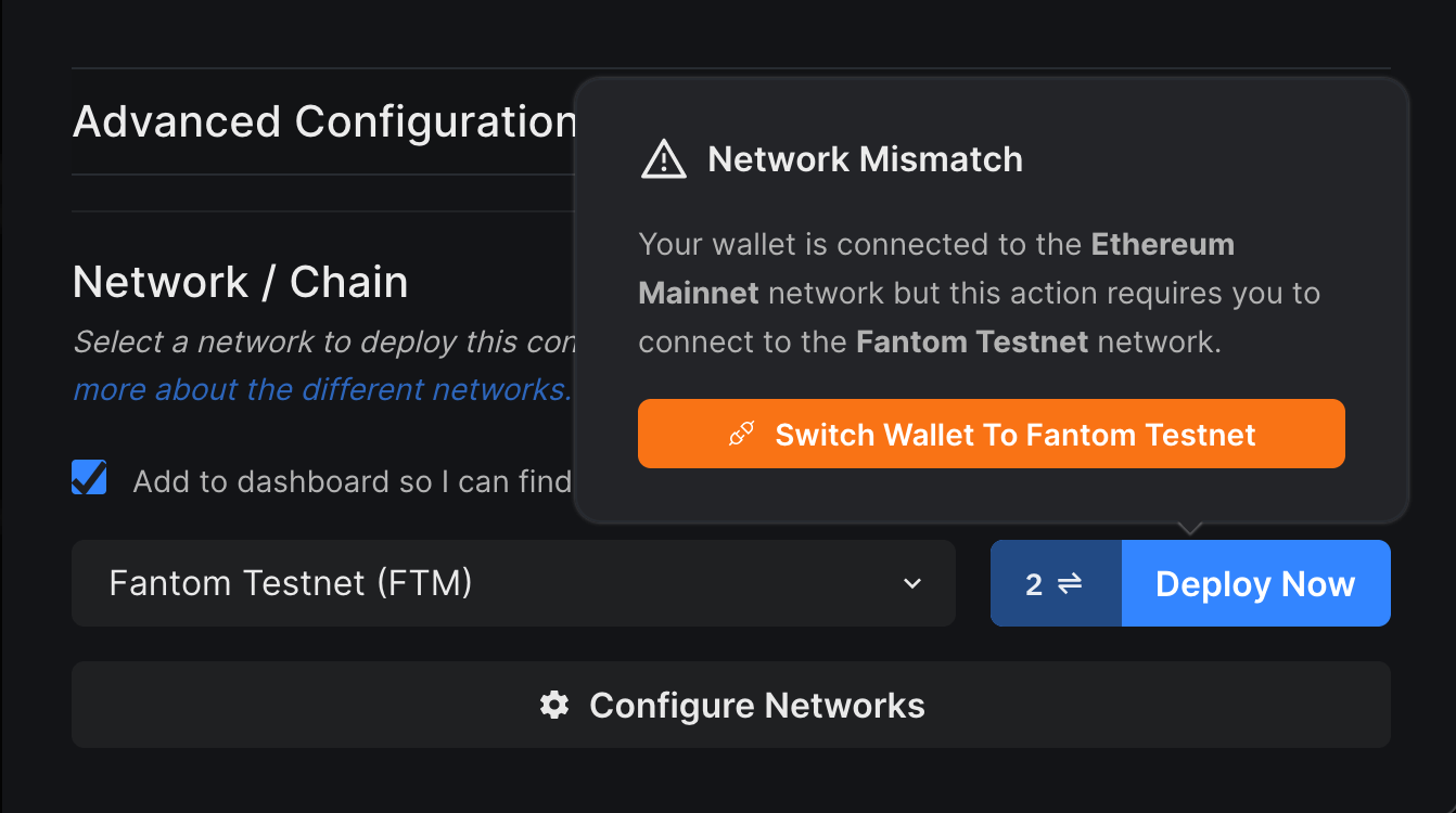 Switch Wallet to Fantom Testnet