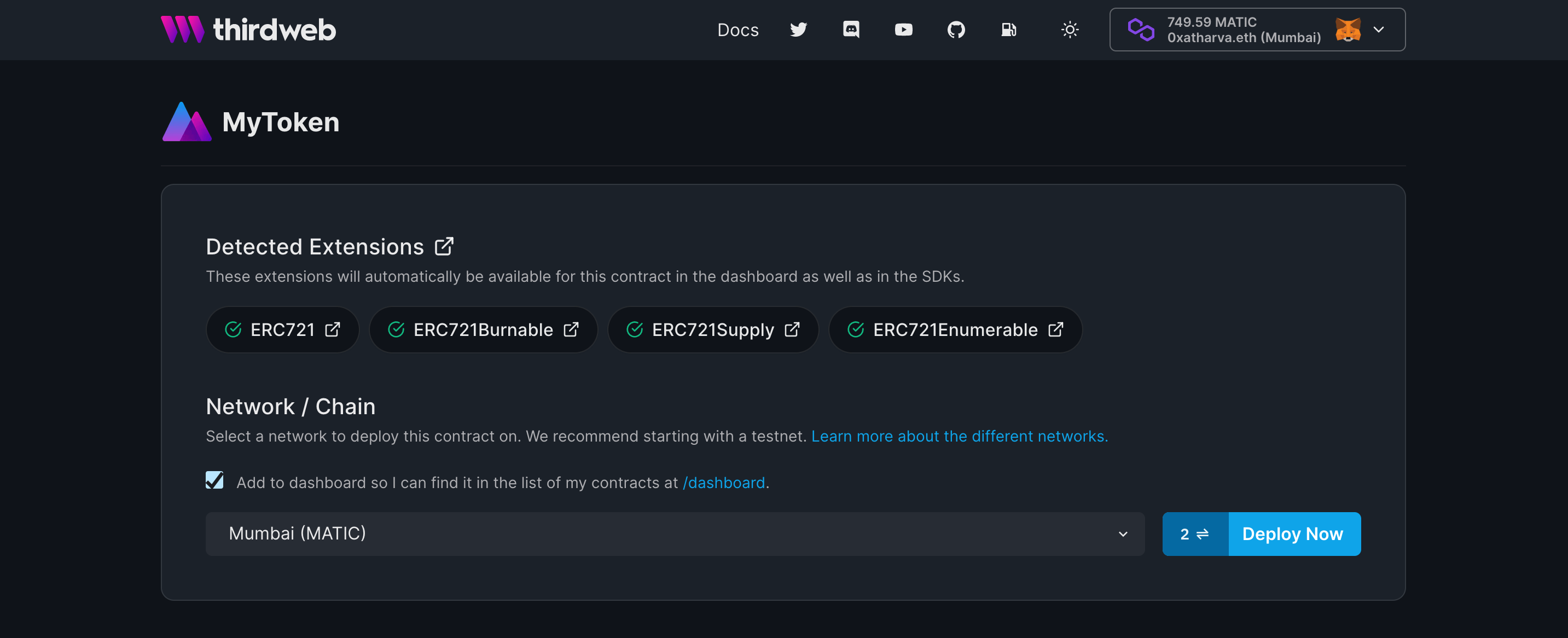 Deploying the contract using the browser