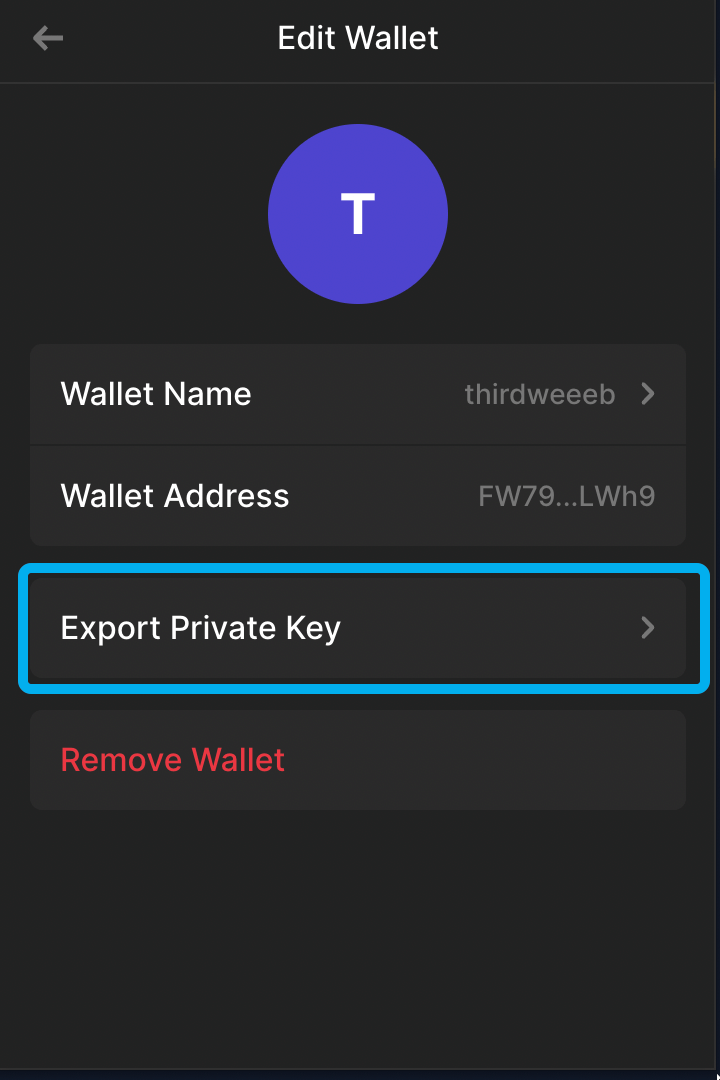 Export your private key