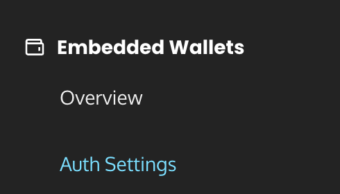 Auth Settings under embedded wallets