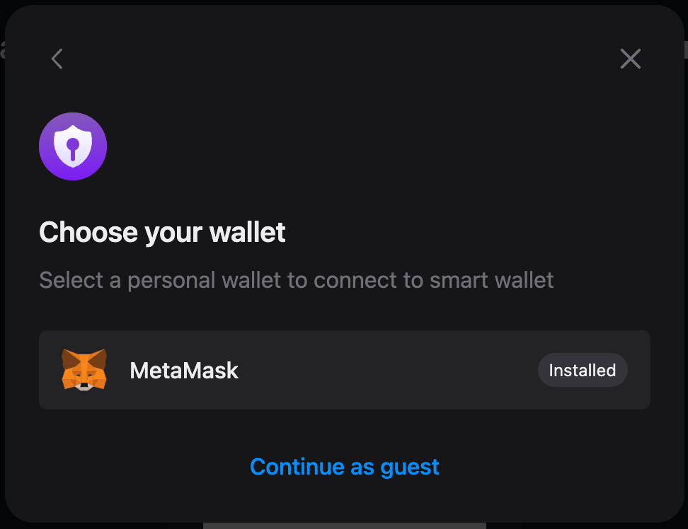 Connection options for smart wallet